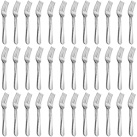 36-Piece Dinner Forks Set, Funnydin 7.1 Inches Stainless Steel Forks Silverware, Durable Table Forks Set, Use for Home, Kitchen and Restaurant - Mirror Polished, Dishwasher Safe Cover