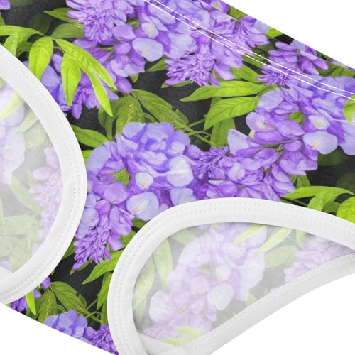Girls Underwear Toddler 2t Cotton Girl Panties Cute Aesthetic Kids Briefs Undies Violet Wisteria Flowers Lavender Green4