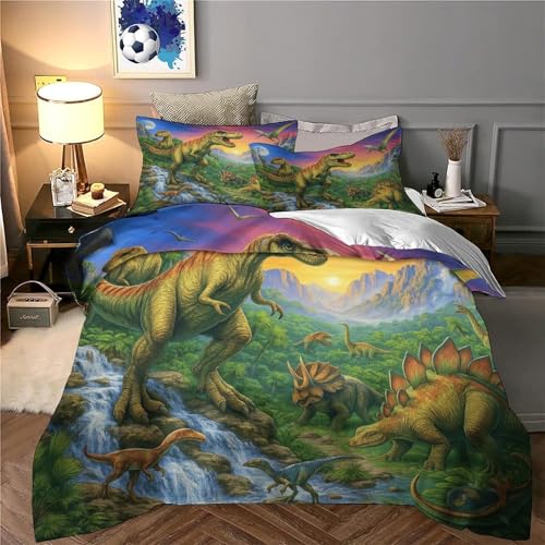 Parure de lit dinosaure 3D housse de couette microclimat respirant zippée 200x200cm