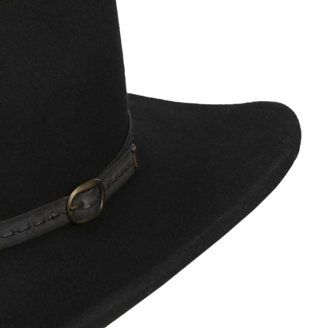 CAPPELLISHOP Cascona Cappello da Cowboy Feltro di Lana Fascia in Pelle Prodotto in Italia Unisex Autunno Inverno