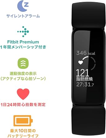Fitbit Inspire 2 Fitness Tracker Black, L/S Size/Heart Rate Monitor Licensed Product of Japan