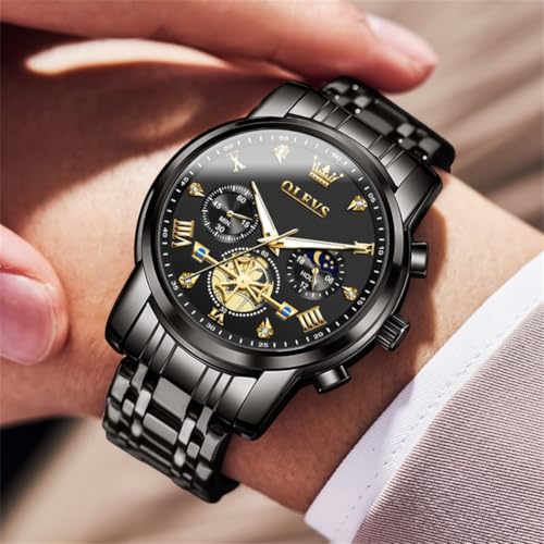 Image of OLEVS Watches for Men Dress Chronograph Luxury Stainless Steel Big Face