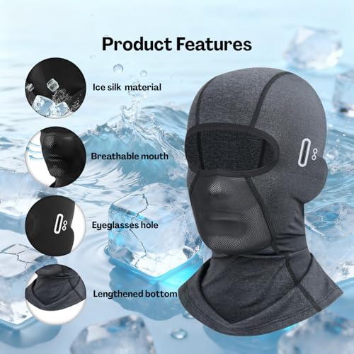 Image of TecoKart Balaclava for Men - Full Face Ski Mask with Glasses Slot, Breathable Balaclava Mask for Women & Men, Lightweight Ski Mask for Men for Riding, Running & Outdoor Sports Black