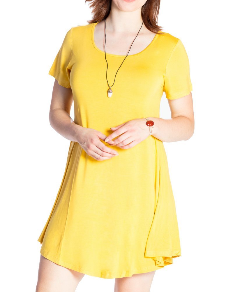 JollieLovin Women's Tunic Top Casual Short Sleeve Swing Loose T-Shirt Dress