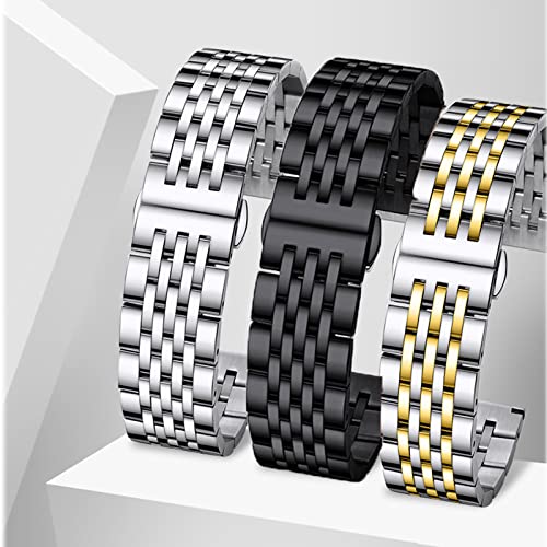 Image of Stainless Steel Watch Band Straight & Curved End 14mm 16mm 18mm 19mm 20mm 21mm 22mm 23mm 24mm Premium Polished Metal Watch Band Bracelet Universal Smartwatch Replacement Strap Men Women