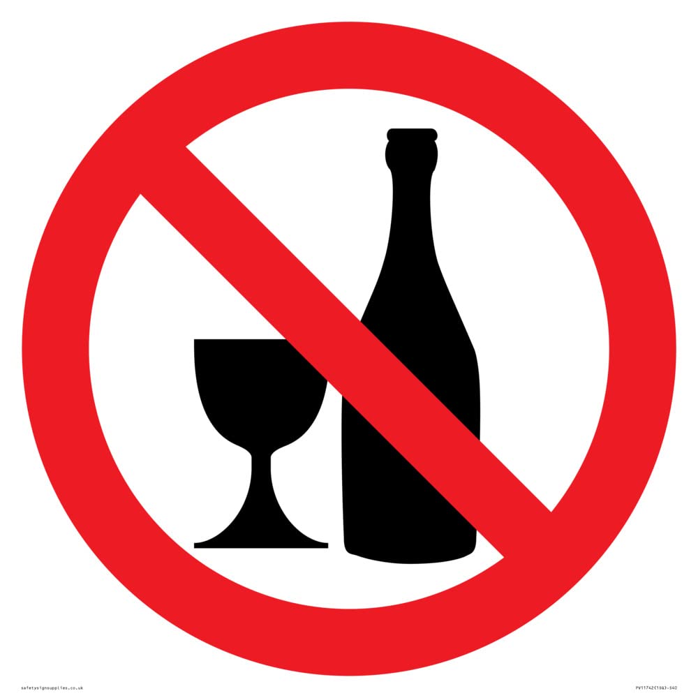 Prohibition: No alcohol Sign - 400x400mm - S40