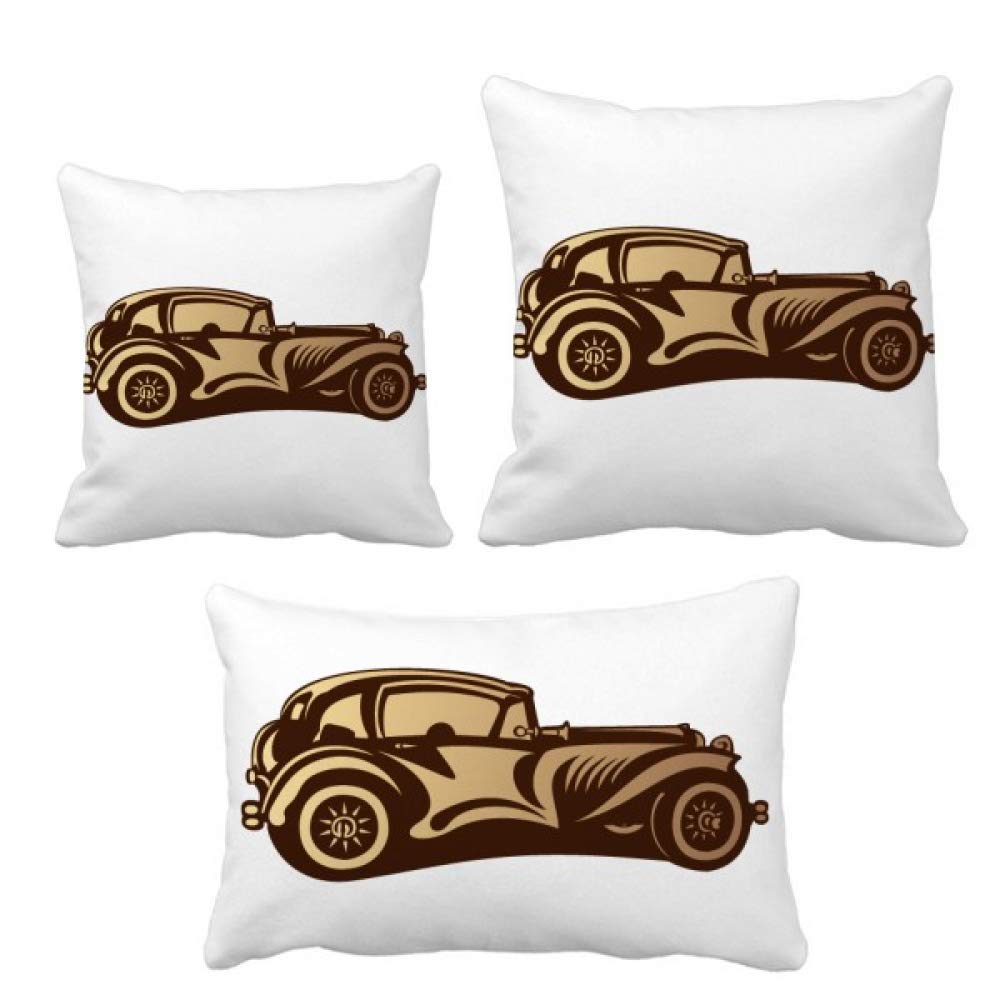 Housse de coussin voiture classique marron deco canape salon taie oreiller retro