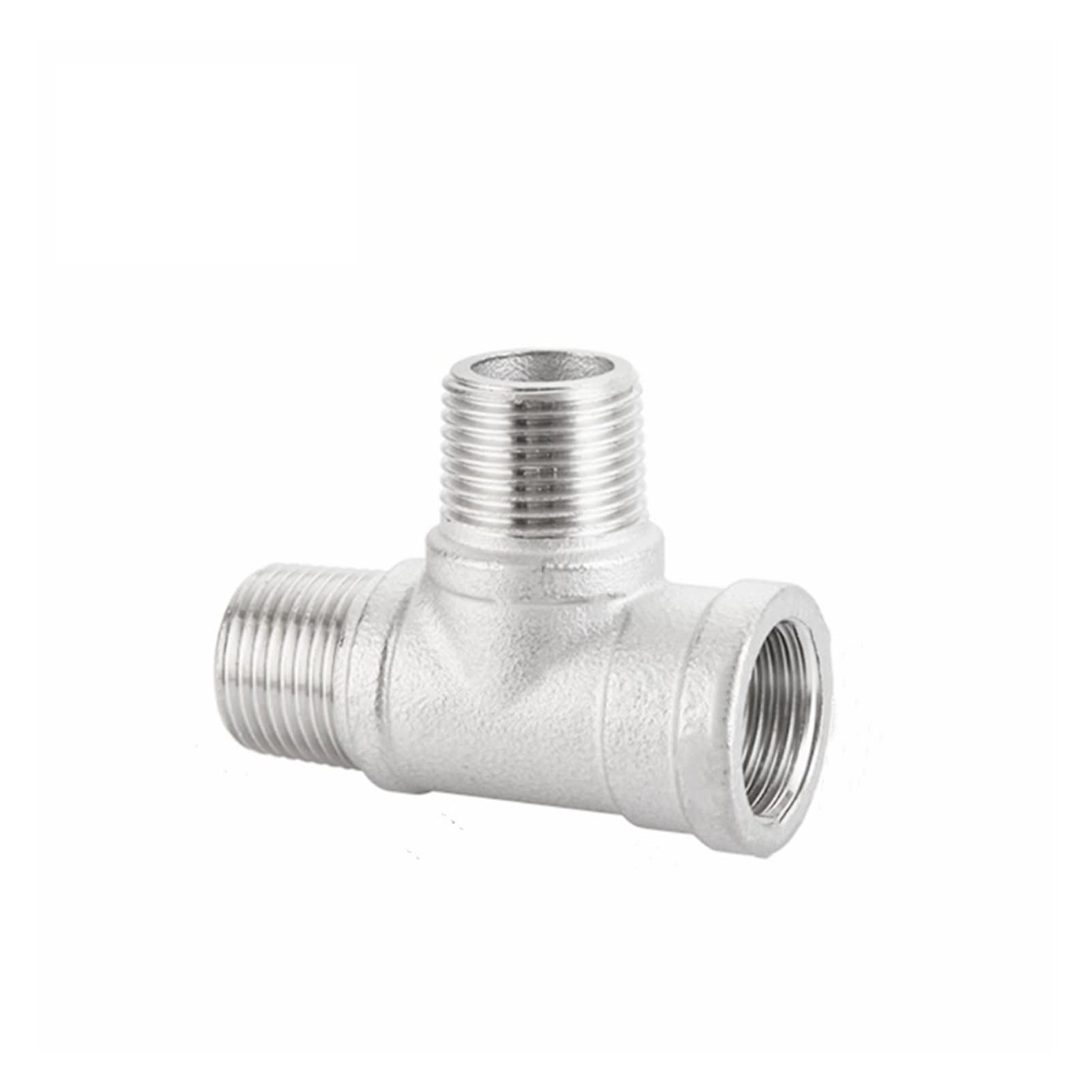 HMTE Macho+Hembra+Macho Roscado 3 Vías tee T Tubería 1/4" 3/8” 1/2" 3/4" 1" 2" BSP Roscado SS304 Acero Inoxidable Multifunción (Color : 7, Rosca Especificación : DN10) (7 DN8)