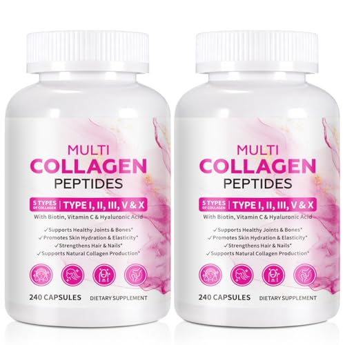 LTQXGT 2 Pack Multi Collagen Peptides Capsules with Biotin, Vitamin C & Hyaluronic Acid – Contains extracts Such as Eggs and Fish！！！
