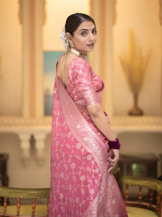 Image of Flosive Women's Soft Kangivaram Silk Saree With Copper Zari Weaving With Boluse