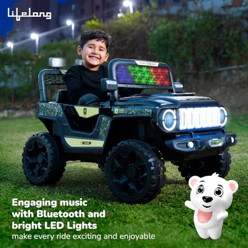 Lifelong Cuppy Electric Ride on Army Car for 2+ Years Baby Kids| Battery Operated Jeep, Remote Control | Safe & Sturdy | Rechargeable Battery | Electriv Vehicle Car, Lights, Music & Bluetooth (LLEV09) - Image 2