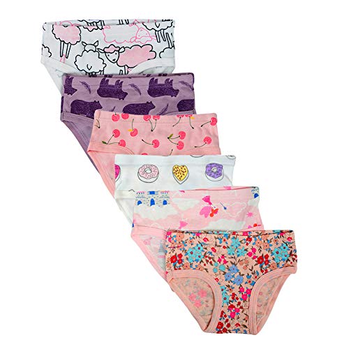 Kidear Serie de Calzón Suave de Algodón Calzoncillo para Niñas (Paquete de 6) (Estilo3, 2-3 Años)