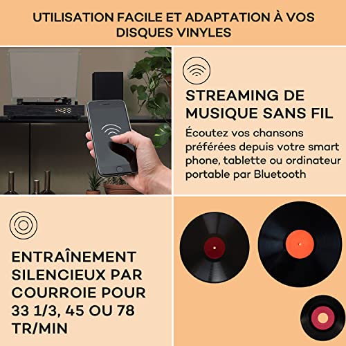 Auna Platine Vinyle Bluetooth, Tourne Disque Vinyle USB avec Haut parleur, Tourne-disques Audio Vinyle 33 tours, Chaine… - Les Beatles, Paul McCartney, John Lennon, RIngo Starr, George Harrison Auna Platine Vinyle Bluetooth, Tourne Disque Vinyle USB avec Haut parleur, Tourne-disques Audio Vinyle 33 tours, Chaine… – Image 5