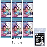Topps Premier League 25/26 Soccer Cards 6 Packs + 100 Card Protectors, 60 Cards - Each Pack Has 3 or More Special Insert Cards Per Pack