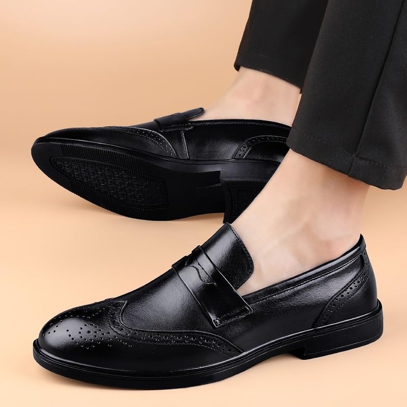 Mens Formal Hollow Shoes Classic Business Party Wedding Non Slip Rubber Sole Low Top Casual Synthetic Pu Leather Office Slip-on Plain Toe2