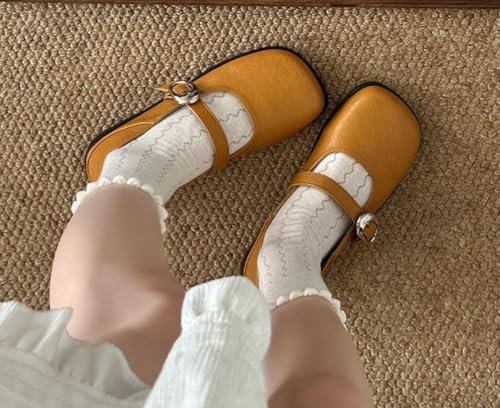 Niction Women's Ballet Flats Square Toe with Strap Mary Jane Shoes for Women Slip On Comfortable Dressy Dress Casual Shoes4