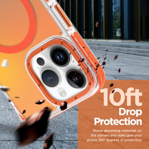 Image of Magnetic Case for iPhone 13 Pro [Compatible with Magsafe] [Cute Fashion Fluorescent Design] [1 Screen Protector] Slim Translucent Matte Case for iPhone 13 Pro 6.1 inch 2021, Orange