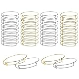 BEADNOVA Bangle Bracelets 80 Pcs Bracelet Making Supplies Charm Bangle Bracelets for Jewelry Making DIY Craft (Gold and Silver, 80pcs)