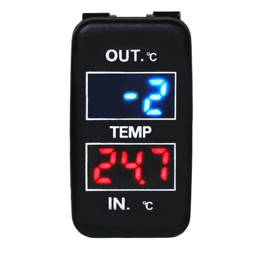 Termometro per auto con doppio display della temperatura interna ed esterna, compatibile con modelli selezionati tra cui Prado, Coaster e Yaris(Celsius display)
