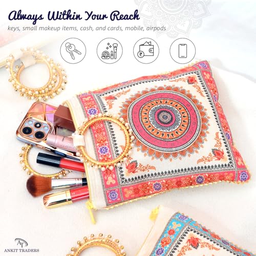 Image of Embroidered Vintage Potli Bags for Women Pack of 12 | Potli Pouches for Return Gifts | Shagun Potli Purse for Wedding, Diwali Gifting, Festive & Housewarming Functions