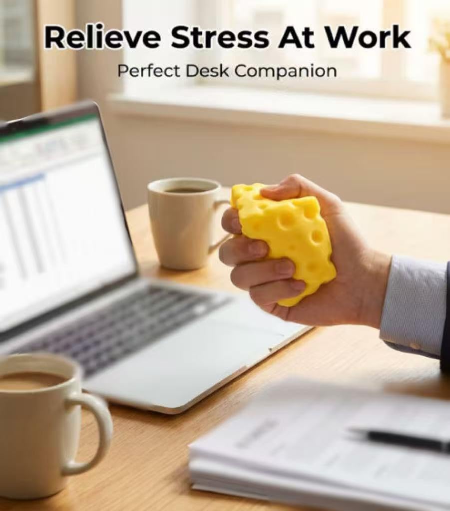 Yellow Cheese Squeeze Toy,Stress Balls for Adults ,Soft Novelty , Rebounding Sensory, Theme Cheese Cubes Squishy ,Suitable for All Ages 1.97 inches (Small)