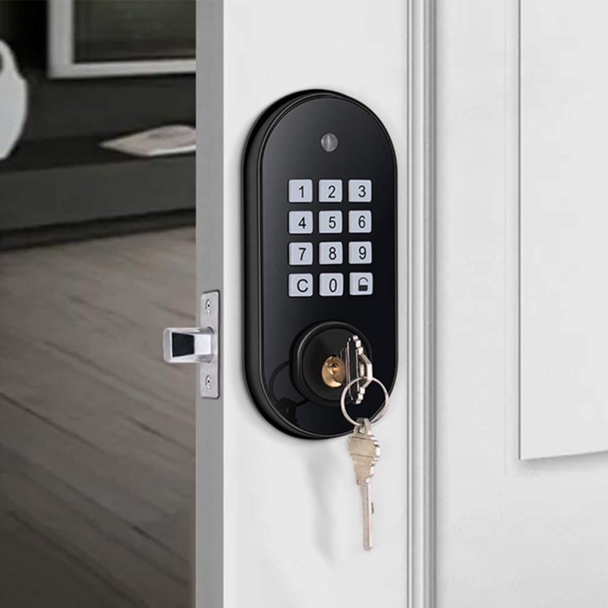 Cerrojo Teclado de Puerta sin Llave Auto Bloqueo Negro