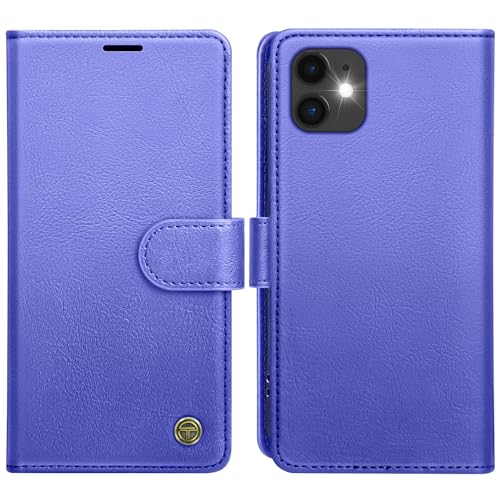Housse de protection en cuir bleu lac de qualité pour iPhone 11