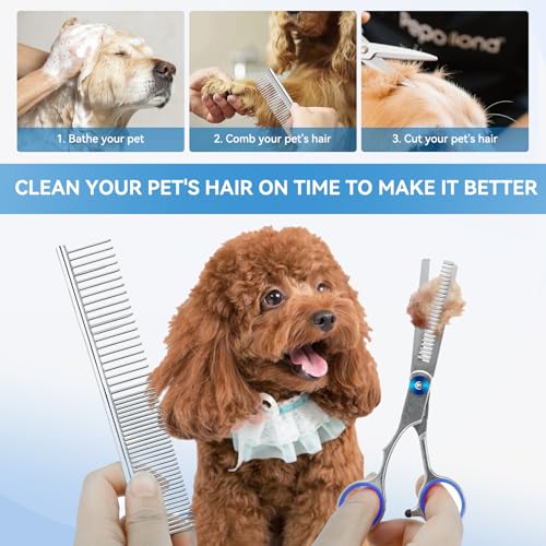 6 Pieces Dog Grooming Curved Scissor for Dog Professional Pet Grooming Scissors with Safety Round Tip Stainless Steel Pet Hair Trimming Scissors Set with Storage Bag - Image 6