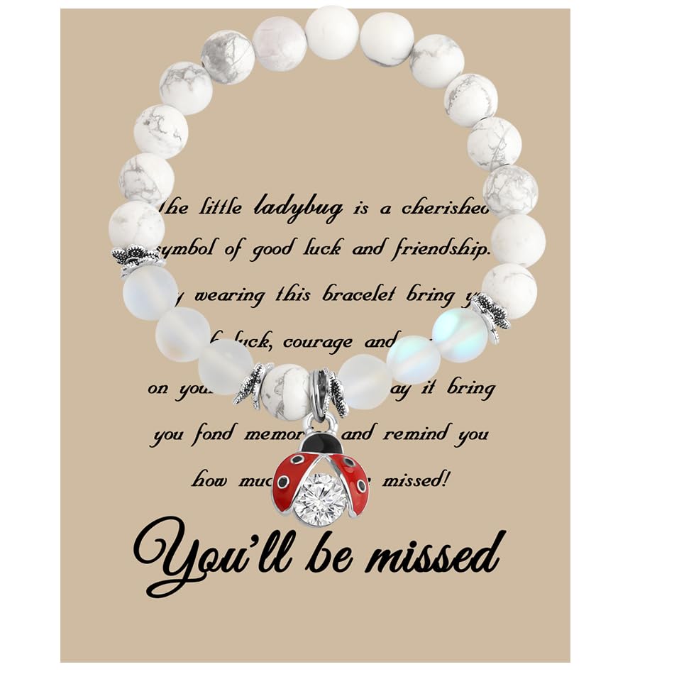 BNQL Ladybug Going Away Gifts Coworker Leaving Gift Ladybug Good Luck Bracelet Farewell Gift Retirement Gift for Friend Boss