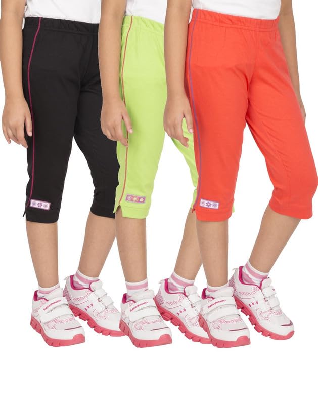 OCEAN RACE 100% Coton Girls Capri Pack of- 3-image-20