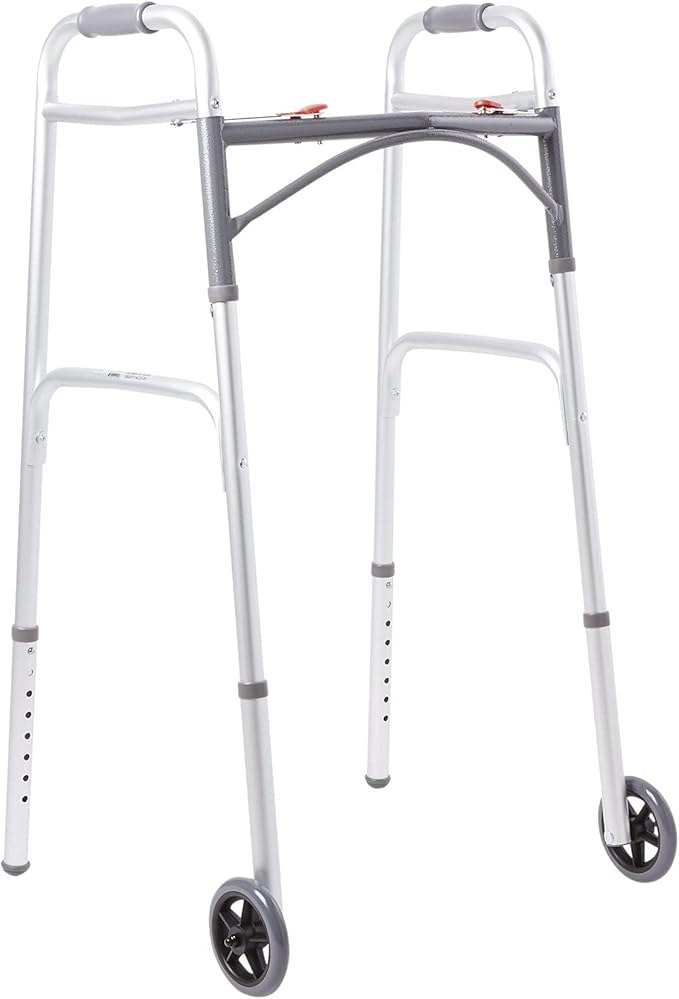 McKesson Folding Walkers with Wheels, Aluminum, 32 in to 39