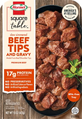 Hormel Square Table Slow Simmered Beef Tips & Gravy Refrigerated Entree, 15 Oz.