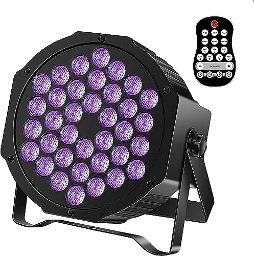 PUZILOZA Batería de luz negra para fiestas Glow, batería recargable, 36 LED, luces negras con DMX...