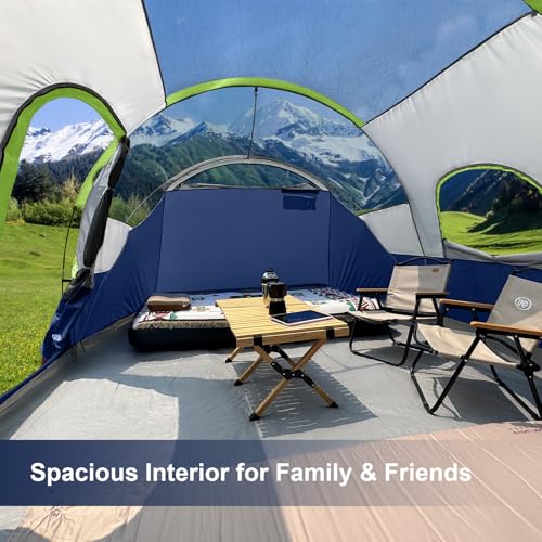 Image of CAMPROS CP Tent 12-Person-Camping-Tents,3 Room Family Tents,Waterproof Windproof Family Tent with Top Rainfly,6 Large Mesh Windows,Double Layer,Easy Set Up, Portable with Carry Bag-20' x 9' x 72 inch(H)