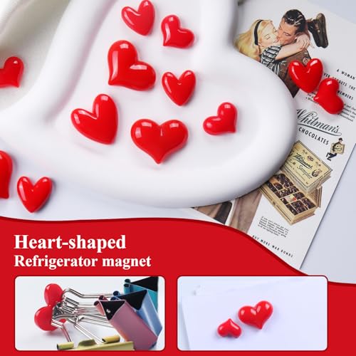 Imanes decorativos corazón rojo x8 para refrigerador miniatura 5