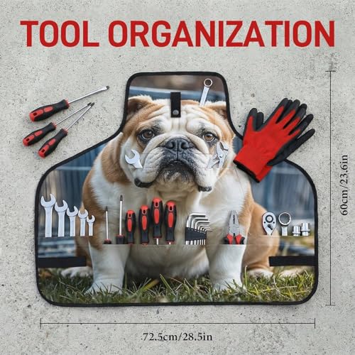 Delantal para taller con diseño de bulldogs ingleses miniatura 2