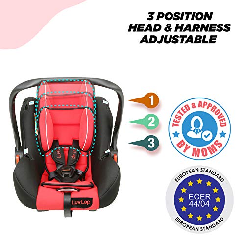 LuvLap-4-in-1-InfantBaby-Car-Seat-Carry-Cot-with-Canopy-0-to-15-Months-Red
