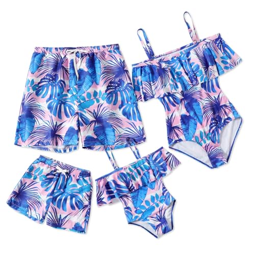 Image of IFFEI Mommy and Me Family Matching Swimsuits One Piece Bathing Suits | Perfect for Family Vacations, Stylish off shoulder Design, Flattering High Waist Fit, Matching Family Look, Beach Ready Style