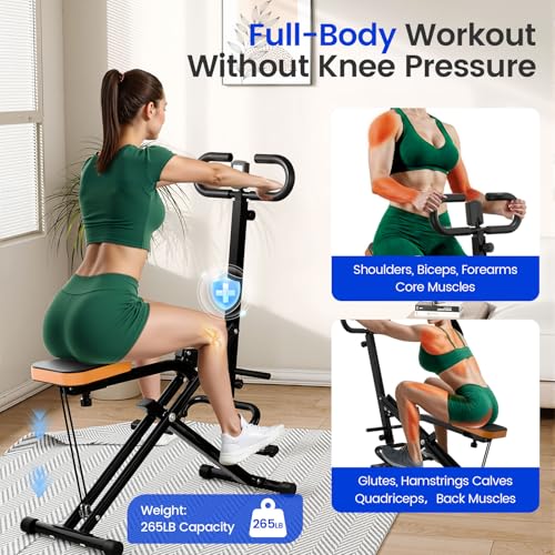 Image of Deep Squat Machine Trainer, Rowing Machine for Home, Easy Setup & Foldable Exercise Equipment with Adjustable Resistance, Glute Trainer Machine, Abs & Leg Home Workout Machine