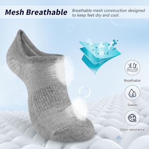 Image of No Show Socks Womens Cotton Low Cut Non Slip Ankle Socks Invisible Casual Short Socks Size 6-11(3 pairs-Black+White+Grey)