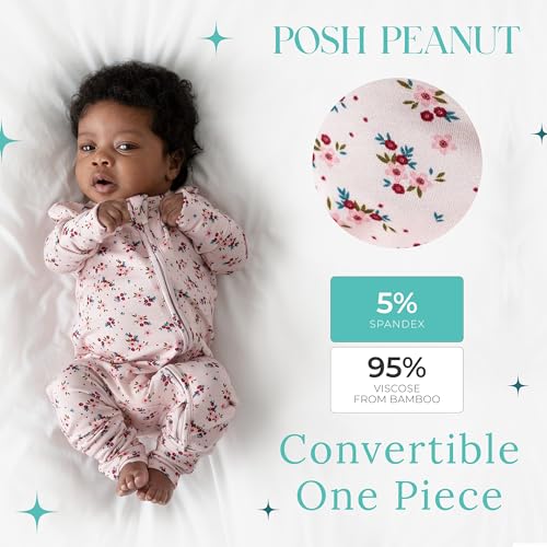 Image of Posh Peanut Girls Convertible Baby Sleepers, Toddlers Footless Pajamas | True To Size Fit With 2-Way Zipper, Convertible Mittens /Footies With Grips, Tagless Gentle Comfort, Easy Care Wash