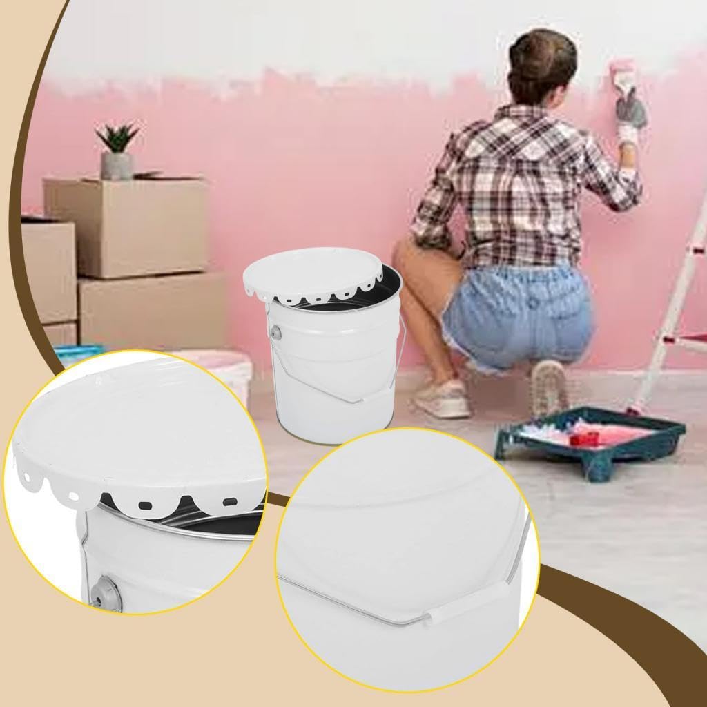 Lata de Pintura Vacía con Tapa Y Asa Cubeta Metálica para Disolventes Adhesivos Barnices Y Revestimientos Portátil Y Resistente Adecuada para Mejoras, 20l