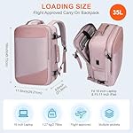 PIJUSHI Travel Backpack for Women Carry on Suitcase Backpack Flight Approved Personal Item Bag Fits 16 Inch Laptop(PE035 Light Purple) - Image 5