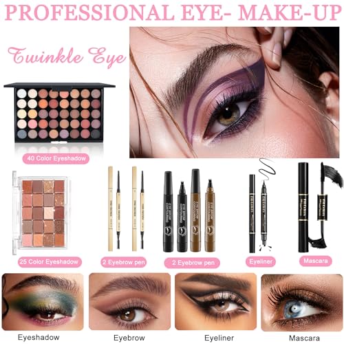 Make Up Set, Ruicen Make-up-Set für den perfekten Full Face Look, 43-teiliges Make Up Set für Frauen mit 60 Color Lidschatten, Mascara, Eyeliner, Lipgloss, MakeUp Set für unterwegs – Bild 4