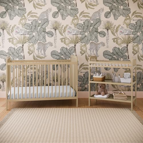 Image of Storkcraft Pasadena Changing Table with Water-Resistant Changing Pad (Driftwood) - GREENGUARD Gold Certified, Includes Bonus Water-Resistant Changing Pad with Safety Strap, 2 Open Shelves