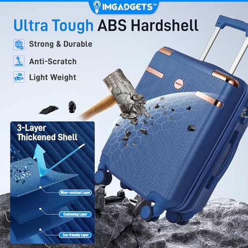 IMGadgets Luggage Set 3 Piece (20"/24"/28") with Air Tracker Tag | ABS Hard Shell Travel Suitcase Set | TSA Lock, 360° Spinner Wheels, Lightweight Durable Luggage for Airplane Trav image 1