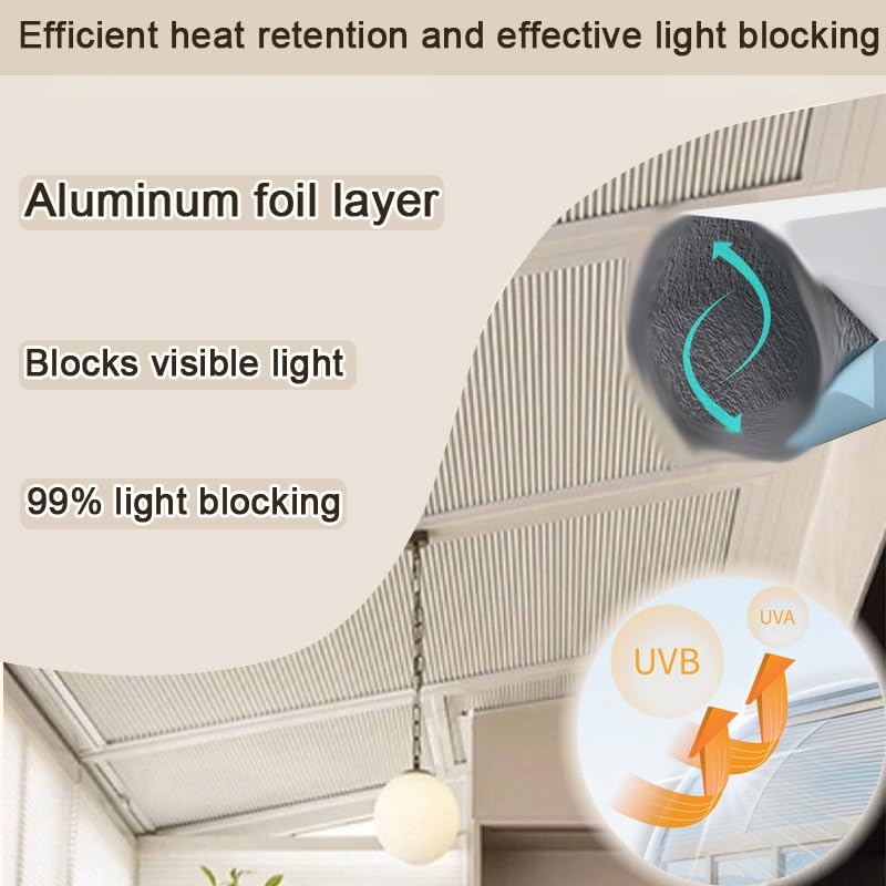 Stores pour Puits Lumière, Protection UV Contre Les UV avec Tige Traction, Cloison Alvéolaire Étanche pour Portes Et Fenêtres(80x80cm)