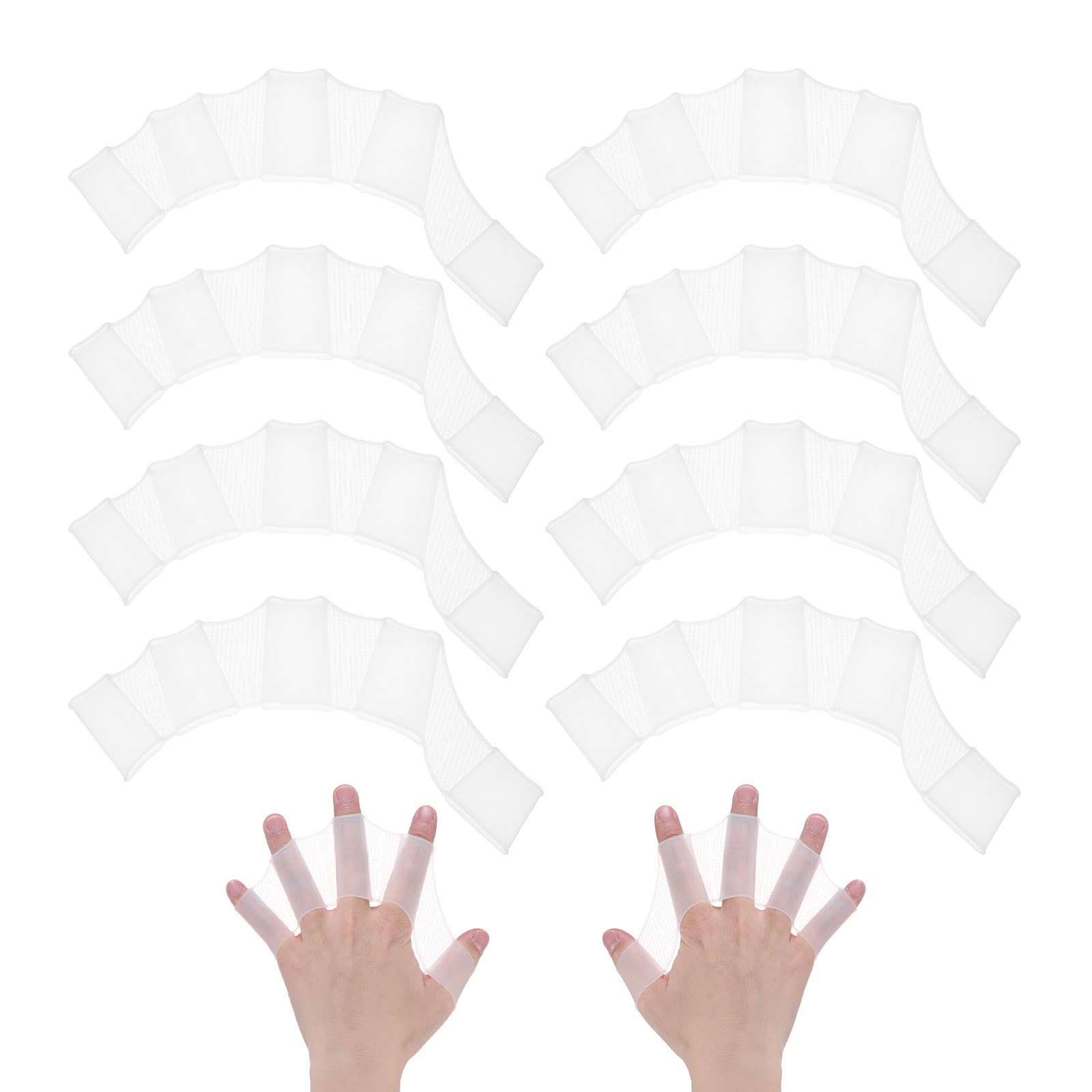 M METERXITY 4 Pair Silicone Swimming Gloves Webbed Swim Gloves Half-Finger Frog Type Large Swim Training Gloves Water Resistance for Swimming/Diving/Water Aerobics [White]