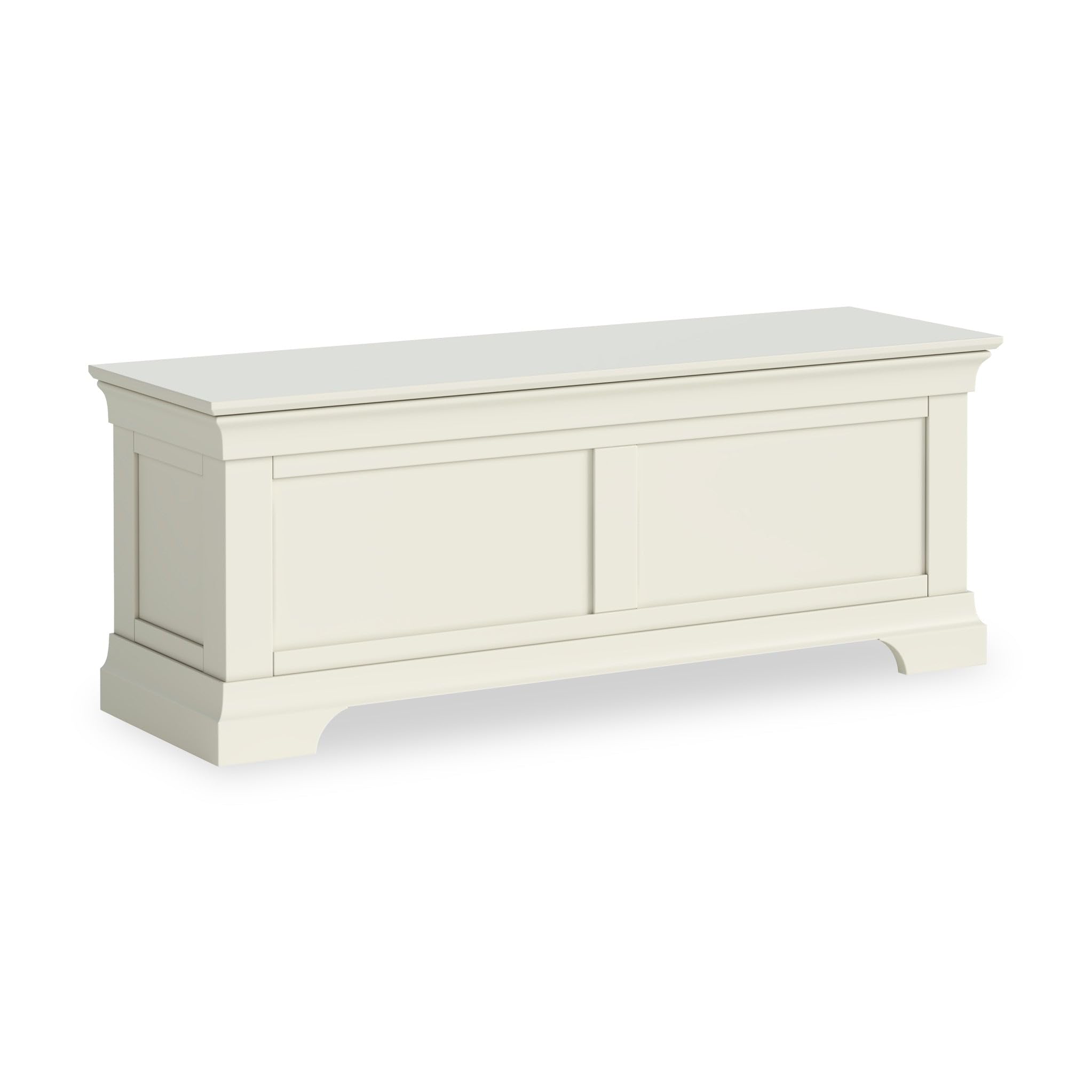 Roselandfurniture Cream Colette Wooden Blanket Box Ottoman Storage Box | Fully Assembled Large Traditional Painted Trunk, Shoe Storage Bench Or Toy Chest For Bedroom, Hallway Or Kids Room