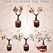 Karma Gems Small Multi Crystals Wooden Base Tree of Life - Feng Shui Seven Chakra Tree Decor - Positive Energy Money Bonsai Tree - Handmade Decoration Showpiece - Meditation Accessories